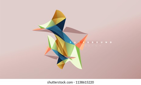 Fundo abstrato - composição de forma de estilo origami geométrico, conceito de design triangular baixo poli. Ilustração de vetor minimalista na moda colorida
