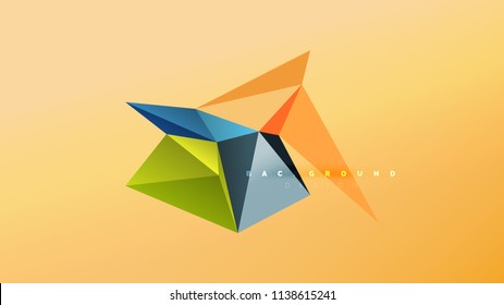 Abstract background - geometric origami style shape composition, triangular low poly design concept. Colorful trendy minimalistic vector illustration