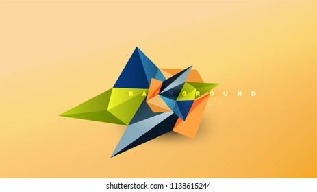 Fondo abstracto - composición de forma de estilo de origami geométrico, concepto de diseño triangular de polos bajos. Ilustración vectorial minimalista de moda colorida