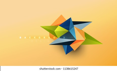 Fondo abstracto - composición de forma de estilo de origami geométrico, concepto de diseño triangular de polos bajos. Ilustración vectorial minimalista de moda colorida