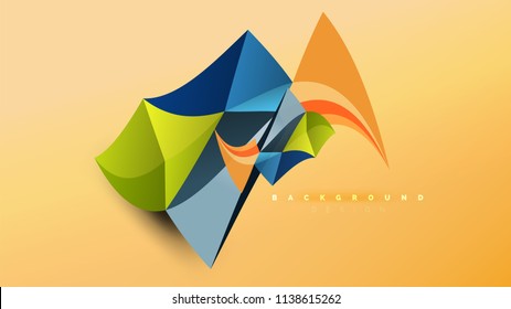 Abstrakter Hintergrund - geometrische Origami-Formzusammensetzung, dreieckiges Low-Poly-Design-Konzept. Farbige, minimalistische Vektorgrafik