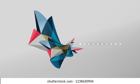 Abstract background - geometric origami style shape composition, triangular low poly design concept. Colorful trendy minimalistic vector illustration