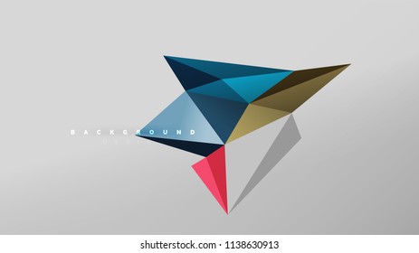 Fondo abstracto - composición de forma de estilo de origami geométrico, concepto de diseño triangular de polos bajos. Ilustración vectorial minimalista de moda colorida