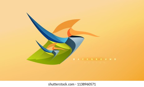 Fondo abstracto - composición de forma de estilo de origami geométrico, concepto de diseño triangular de polos bajos. Ilustración vectorial minimalista de moda colorida