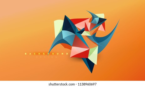 Abstract background - geometric origami style shape composition, triangular low poly design concept. Colorful trendy minimalistic vector illustration
