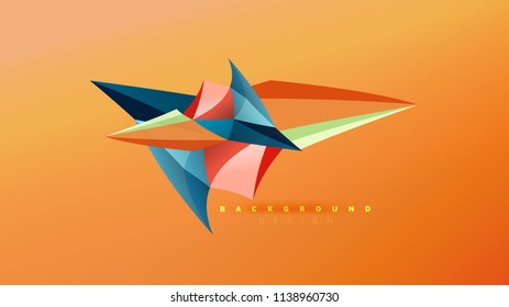Abstract background - geometric origami style shape composition, triangular low poly design concept. Colorful trendy minimalistic vector illustration