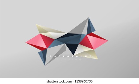 Fondo abstracto - composición de forma de estilo de origami geométrico, concepto de diseño triangular de polos bajos. Ilustración vectorial minimalista de moda colorida