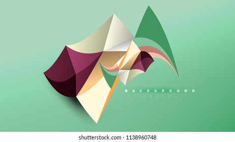 Fondo abstracto - composición de forma de estilo de origami geométrico, concepto de diseño triangular de polos bajos. Ilustración vectorial minimalista de moda colorida
