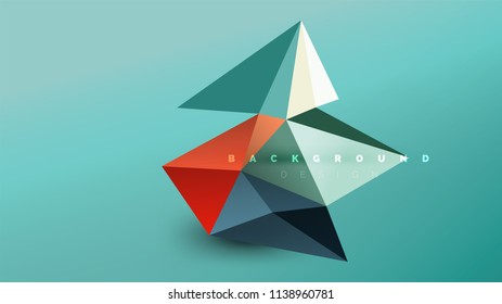 Abstract background - geometric origami style shape composition, triangular low poly design concept. Colorful trendy minimalistic vector illustration