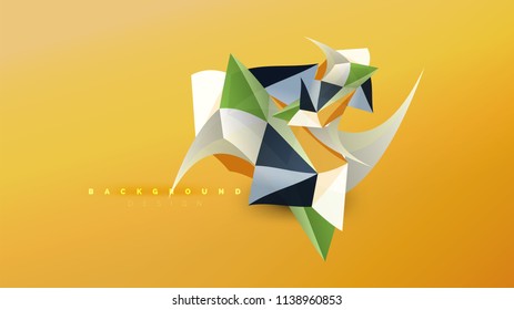 Abstract background - geometric origami style shape composition, triangular low poly design concept. Colorful trendy minimalistic vector illustration