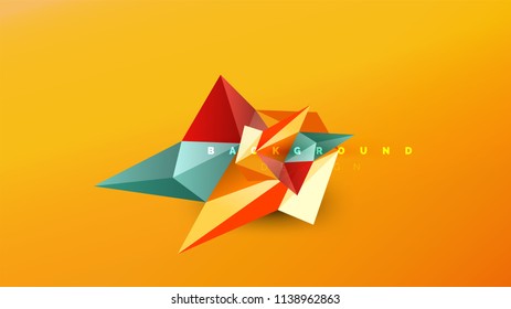 Fondo abstracto - composición de forma de estilo de origami geométrico, concepto de diseño triangular de polos bajos. Ilustración vectorial minimalista de moda colorida