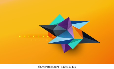 Abstract background - geometric origami style shape composition, triangular low poly design concept. Colorful trendy minimalistic vector illustration
