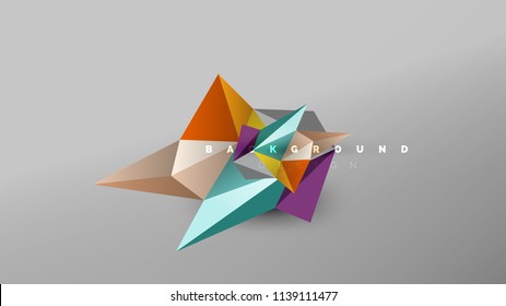 Fondo abstracto - composición de forma de estilo de origami geométrico, concepto de diseño triangular de polos bajos. Ilustración vectorial minimalista de moda colorida