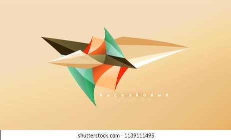 Fondo abstracto - composición de forma de estilo de origami geométrico, concepto de diseño triangular de polos bajos. Ilustración vectorial minimalista de moda colorida