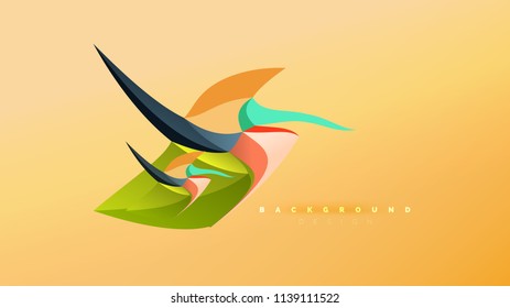 Fondo abstracto - composición de forma de estilo de origami geométrico, concepto de diseño triangular de polos bajos. Ilustración vectorial minimalista de moda colorida