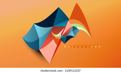 Abstract background - geometric origami style shape composition, triangular low poly design concept. Colorful trendy minimalistic vector illustration