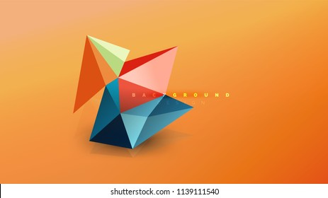 Abstract background - geometric origami style shape composition, triangular low poly design concept. Colorful trendy minimalistic vector illustration