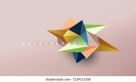 Fondo abstracto - composición de forma de estilo de origami geométrico, concepto de diseño triangular de polos bajos. Ilustración vectorial minimalista de moda colorida