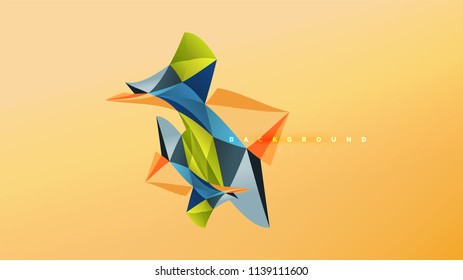 Fondo abstracto - composición de forma de estilo de origami geométrico, concepto de diseño triangular de polos bajos. Ilustración vectorial minimalista de moda colorida
