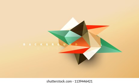 Abstract background - geometric origami style shape composition, triangular low poly design concept. Colorful trendy minimalistic vector illustration