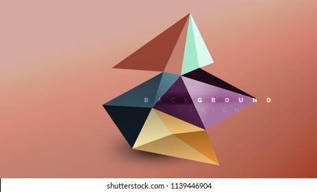 Fondo abstracto - composición de forma de estilo de origami geométrico, concepto de diseño triangular de polos bajos. Ilustración vectorial minimalista de moda colorida