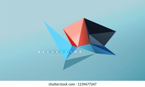 Fondo abstracto - composición de forma de estilo de origami geométrico, concepto de diseño triangular de polos bajos. Ilustración vectorial minimalista de moda colorida