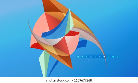 Fundo abstrato - composição de forma de estilo origami geométrico, conceito de design triangular baixo poli. Ilustração de vetor minimalista na moda colorida