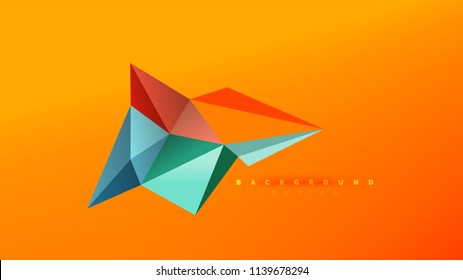 Abstract background - geometric origami style shape composition, triangular low poly design concept. Colorful trendy minimalistic vector illustration