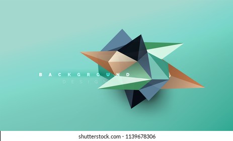 Fondo abstracto - composición de forma de estilo de origami geométrico, concepto de diseño triangular de polos bajos. Ilustración vectorial minimalista de moda colorida