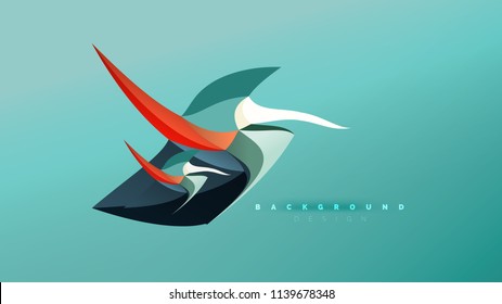 Fondo abstracto - composición de forma de estilo de origami geométrico, concepto de diseño triangular de polos bajos. Ilustración vectorial minimalista de moda colorida
