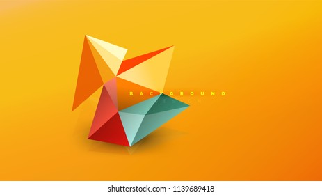Fondo abstracto - composición de forma de estilo de origami geométrico, concepto de diseño triangular de polos bajos. Ilustración vectorial minimalista de moda colorida