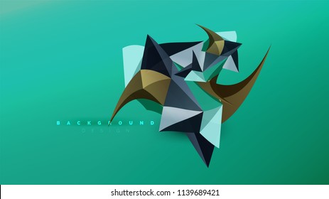 Fondo abstracto - composición de forma de estilo de origami geométrico, concepto de diseño triangular de polos bajos. Ilustración vectorial minimalista de moda colorida