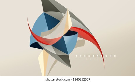Abstract background - geometric origami style shape composition, triangular low poly design concept. Colorful trendy minimalistic vector illustration