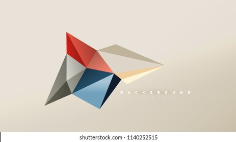 Fondo abstracto - composición de forma de estilo de origami geométrico, concepto de diseño triangular de polos bajos. Ilustración vectorial minimalista de moda colorida