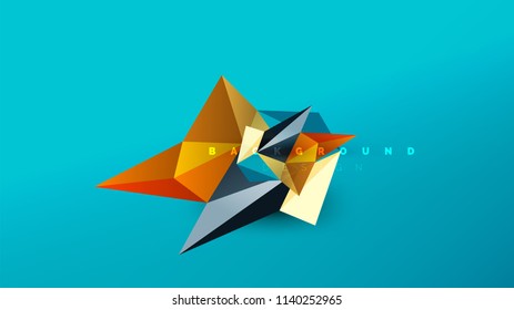 Abstract background - geometric origami style shape composition, triangular low poly design concept. Colorful trendy minimalistic vector illustration