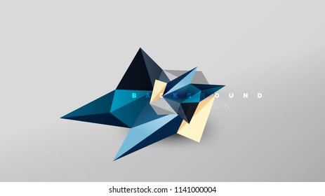 Fondo abstracto - composición de forma de estilo de origami geométrico, concepto de diseño triangular de polos bajos. Ilustración vectorial minimalista de moda colorida