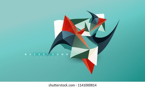 Fondo abstracto - composición de forma de estilo de origami geométrico, concepto de diseño triangular de polos bajos. Ilustración vectorial minimalista de moda colorida