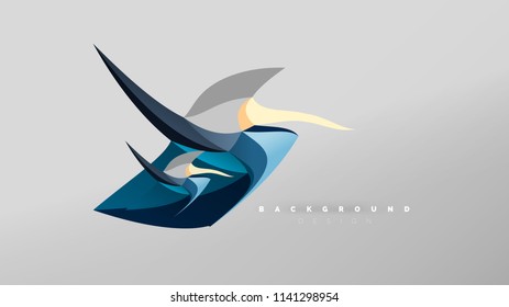 Fondo abstracto - composición de forma de estilo de origami geométrico, concepto de diseño triangular de polos bajos. Ilustración vectorial minimalista de moda colorida