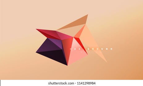 Fondo abstracto - composición de forma de estilo de origami geométrico, concepto de diseño triangular de polos bajos. Ilustración vectorial minimalista de moda colorida