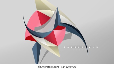 Fondo abstracto - composición de forma de estilo de origami geométrico, concepto de diseño triangular de polos bajos. Ilustración vectorial minimalista de moda colorida