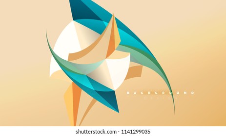 Fondo abstracto - composición de forma de estilo de origami geométrico, concepto de diseño triangular de polos bajos. Ilustración vectorial minimalista de moda colorida