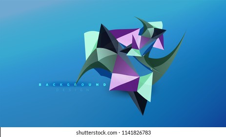 Fondo abstracto - composición de forma de estilo de origami geométrico, concepto de diseño triangular de polos bajos. Ilustración vectorial minimalista de moda colorida
