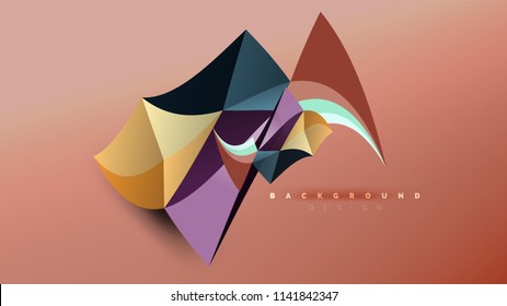 Abstract background - geometric origami style shape composition, triangular low poly design concept. Colorful trendy minimalistic vector illustration