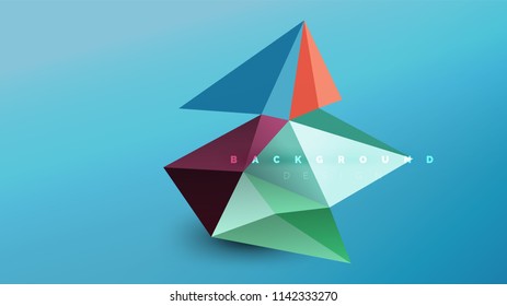 Fondo abstracto - composición de forma de estilo de origami geométrico, concepto de diseño triangular de polos bajos. Ilustración vectorial minimalista de moda colorida