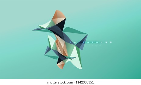 Abstract background - geometric origami style shape composition, triangular low poly design concept. Colorful trendy minimalistic vector illustration