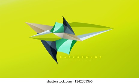 Abstract background - geometric origami style shape composition, triangular low poly design concept. Colorful trendy minimalistic vector illustration