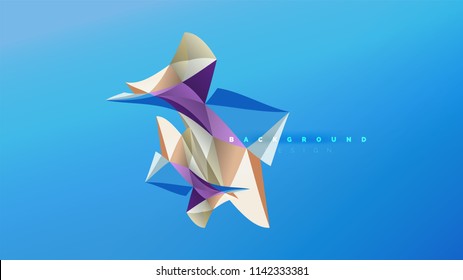 Fondo abstracto - composición de forma de estilo de origami geométrico, concepto de diseño triangular de polos bajos. Ilustración vectorial minimalista de moda colorida