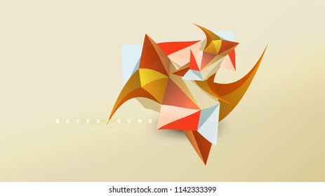 Fondo abstracto - composición de forma de estilo de origami geométrico, concepto de diseño triangular de polos bajos. Ilustración vectorial minimalista de moda colorida