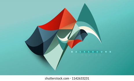 Fondo abstracto - composición de forma de estilo de origami geométrico, concepto de diseño triangular de polos bajos. Ilustración vectorial minimalista de moda colorida