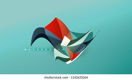 Fondo abstracto - composición de forma de estilo de origami geométrico, concepto de diseño triangular de polos bajos. Ilustración vectorial minimalista de moda colorida
